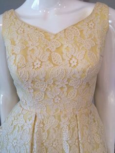 "This dress is the quintessential 60's Lace Gown. I see the perfect alternative bride wearing this for her wedding. The dress is yellow with white lace. There is also a yellow bustle in the back! The dress is in great vintage condition. There is a tulle underlay only under the front of the dress. It gives the dress the perfect amount of fullness. There is a back center metal zipper to allow you to get in and out of the dress. The bustle is also attached to the dress by two snaps. Those two snaps Yellow Wedding Dress With Intricate Embroidery, 70’s Yellow Wedding Dress, 1950s Yellow Dress, Yellow 1950s Dress, Evening Gown Wedding, Tulle Evening Gown, Yellow Vintage Dress, 1950s Style For Spring, Yellow Dress Outfit, White Lace Maxi Dress