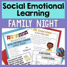 Help families learn about and practice social emotional learning concepts with these SEL family night materials! This resource includes a Powerpoint, activities, helpful forms, and more to make your event a success. Its perfect for busy counselors, teachers and other educators who are excited about involving families in social emotional learning, but are short on time!************************************************************************************************WHATS INCLUDED:Materials to help School Counseling Ideas, Anger Management For Kids, Coping Skills Activities, Guidance Counselor, Parent Night, Social Skills Activities, Relationship Skills, Conversation Skills, Family Learning