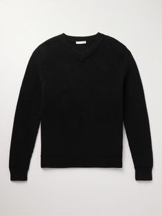 The Row's 'Corbin' sweater is the kind of foundational piece you can build countless outfits around. It's ribbed-knitted from cotton and has a high V-neckline. Latest Sweater, Sweater For Men, Roll Neck Sweater, Mr Porter, Cotton Sweater, Cashmere Sweaters, Black Sweaters, Black Men, Pullover Sweaters