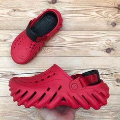 Brand New Crocs Echo Clog Red/Black Kids Size J3 / Women’s Size 5 Kids Size J4 / Women’s Size 6 Kids Size J5 / Women’s Size 7 Kids Size J6 / Women’s Size 8 *Please Note* These Are Kids Shoes Converted To A Women’s Size For This Listing. Casual Red Clogs With Rubber Sole, Red Round Toe Sandals For Outdoor, Red Non-slip Clogs With Round Toe, Casual Clogs With Red Sole And Round Toe, Casual Red Clogs With Cushioned Footbed, Casual Slip-on Clogs With Red Sole, Red Slip-on Casual Clogs, Casual Red Slip-on Clogs, Red Non-slip Casual Clogs