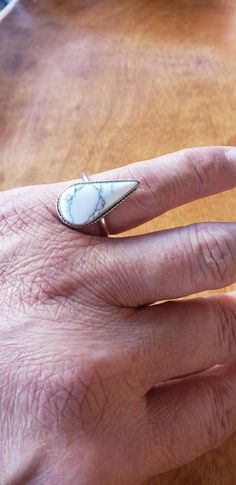 *Teardrop ring *Sterling Silver *Free Shipping*Jewelry ship in gift box*Handcrafted In USA*Cabochon maybe vary in color Ring size: I can make any ring size you need, from size 6 to 9 1/2 . I also do any size of ring Just let me know in comments section or contact me.Thank You For Your Looking ,And Check Out More Items In My Etsy Shop For More Great Deals, Also We Add More Jewelry To Etsy Shop Regularly https://www.etsy.com/shop/ABQdesign White Buffalo Turquoise, Teardrop Ring, White Turquoise, White Buffalo, Color Ring, Blue Opal, Handmade Sterling Silver, Sterling Ring, Handmade Ring