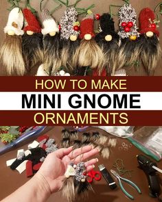 someone is making mini gnome ornaments out of yarn