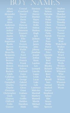 a blue poster with the names of boy names