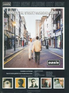 an advertisement for oasisis featuring two men walking down the street