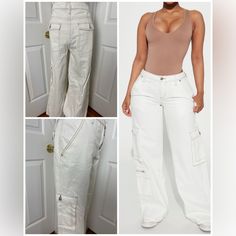 New With Tags - Nwt Off White Cargo Pants With Tan Stitching Size: 15 Inseam: Approximately 78 Cm No Stretch Smoke Free/ Pet Free Home All Items Ship Out In 1-2 Days. White Full-length Cargo Jeans With Pockets, White Utility Cargo Jeans Full Length, White Cargo Pocket Trousers, White High Rise Cargo Jeans, Mid-rise Cotton Bottoms With Zip Fly, White Utility Full Length Cargo Jeans, White Full Length Utility Cargo Jeans, White Full Length Pants With Belt Loops, High Rise White Cargo Bottoms