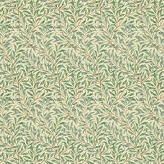 a green and white wallpaper with leaves on it