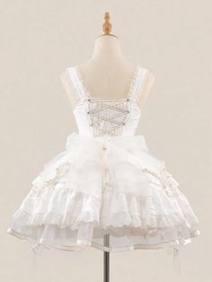 White Hime Corset Dress Tiered Ruffles Hem Lolita Jumper Skirt Jumper Skirt, Tier Skirt, Corset Dress, Ruffle Hem, Doll Dress, Sweetheart Neckline, Ruffles, 50 %, Jumper