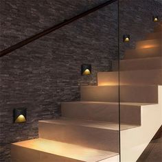 a set of stairs with lights on them