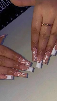 Long Acrylic Nail Designs, Blue Nail, Long Square Acrylic Nails, Short Acrylic Nails Designs, Pink Acrylic Nails, Homecoming Nails