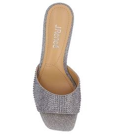 J. Renee Coralie Glitter Fabric Rhinestone Wedge Slide Sandals | Dillard's Glitter Fabric, Dillard's, Designer Bags, Slide Sandals, Sunnies, Clothing Accessories, Bags Designer, Wedges, Glitter