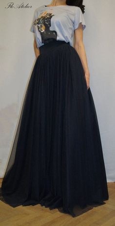 Maxi Black Skirt, Women Tulle Skirt, Tulle Outfit, Tulle Skirts Outfit, Womens Tulle Skirt, Tule Rok, Long Skirt Casual, Skirt Tutu, Black Lehenga