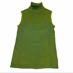 Spiegel Sleeveless Green Turtleneck Sweater Large. New In Package 55% Ramie, 45% Cotton Machine Wash Cold No Trades Or Low Offers Green Vest Top For Fall, Green Winter Vest Top, Chic Green Stretch Vest, Green Sleeveless Top For Work, Green Sleeveless Top For Fall, Chic Green Tank Vest, Chic Green Tank Top For Fall, Sleeveless Green Tops For Fall, Chic Green Turtleneck Top