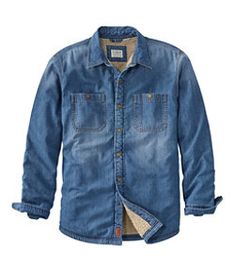 #LLBean: Men's 1912 Heritage Lined Shirt Jac, Denim Mens Denim Shirt, Denim Shirt Jacket, Lined Flannel Shirt, Shirt Jacket Men, Mens Sherpa, Rugged Style, Mens Flannel Shirt, Mens Flannel, Twill Shirt