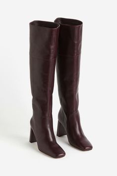 Dark Red Boots, Red High Heel Boots, Red Boots Outfit, Red Heel Boots, Red Knee High Boots, Red Leather Boots, Leather Boots Heels, Red Boots, Aesthetic Shoes