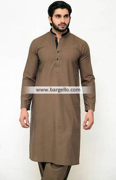 <ul> <li>Color: Dark Chamoisee</li> <li>Exceptional dark chamoisee kurta features detail on collar and placket</li> <li>Complemented with matching shalwar</li> </ul> <br><br><b>Additional Accessories:</b><br> Peshawari Sandal: <b>US$50</b><br> Men's Shawl: <b>US$50</b> Pakistani Mens Shalwar Kameez Shawl, Santa Clara California, Pakistani Kurta, Mens Kurta, Indian Kurta, Shalwar Kameez, Santa Clara, Shawl, Long Sleeve Tshirt Men