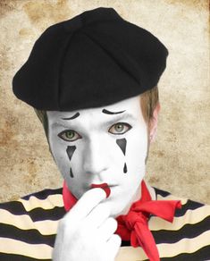 Mime Halloween Costume, Mime Face, Mime Makeup, Kids Face Paint, Send In The Clowns, Makeup Samples, Clown Faces, Pantomime