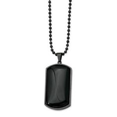 Black Necklace With Adjustable Chain And Rectangular Pendant, Modern Black Jewelry With Black Enamel, Black Stainless Steel Dog Tag Necklace, Black Stainless Steel Dog Tag Jewelry, Black Stainless Steel Jewelry With Black Enamel, Black Dog Tag Jewelry For Gifts, Black Rectangular Jewelry With Adjustable Chain, Modern Black Necklace With Adjustable Chain, Modern Black Onyx Necklace