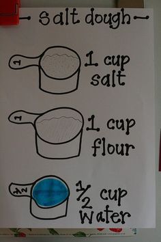 a poster with instructions on how to make salt and water for children's crafts