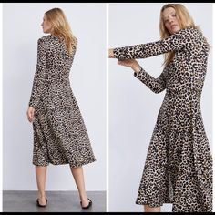 Nwt Lightweight Leopard Print Dress With Button Detail Down Front . (Buttons Are Decorative And Non Functioning). Leopard Print Long Sleeve Midi Dress For Fall, Fall Leopard Print Long Sleeve Midi Dress, Fall Long Sleeve Leopard Print Midi Dress, Fall Leopard Print Knee-length Midi Dress, Fall Leopard Print Midi Dress, Brown Button-up Midi Dress For Fall, Brown Button-up Fall Midi Dress, Stretch Midi Dress For Dress Down Days In Fall, Brown Midi Dress For Fall Day Out