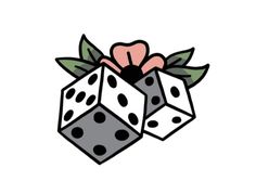 two dices with flowers and leaves on them