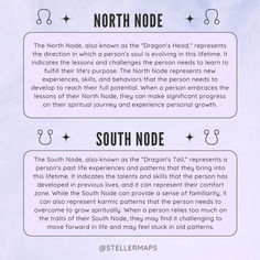 an info sheet with information about north node and other things to see on the map