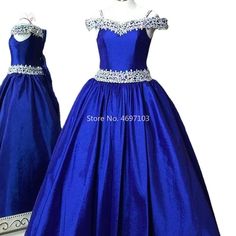 Pageant Dresses For Kids, Girls Wedding Dresses, Kids Pageant, Blue Flower Girl, Off Shoulder Ball Gown, Flower Girl Dresses Blue, Sleek Updo, Exquisite Gowns, Dresses For Kids