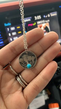 This very cute buffalo nickel is authentic and with a genuine turquoise stone with a sterling silver bezel. Chain length is 24 inches Buffalo Nickel Jewelry, Coyote Jewelry, Western Jewerly, Cute Buffalo, Rodeo Jewelry, Western Vibes, Diy Jewelry Projects