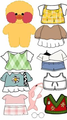 paper doll clothes with different types of clothing