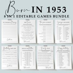 the printable game bundle for born in 1933