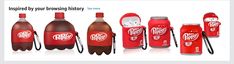 coca - cola bottles are lined up in a row with the caption pepsi is inspired by your browsing history