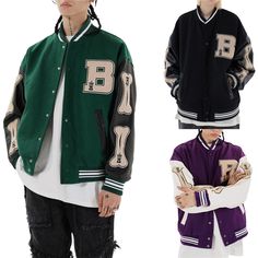 Men Women Jackets Bone Letter Patchwork Harajuku High Street Spring Autumn Baseball Coats Single-breasted Bomber Jacket Women Jackets, Basic Jackets, Girlfriend Gifts, Single Breasted, Varsity Jacket, Harajuku, Everyday Wear, Bomber Jacket, Online Store