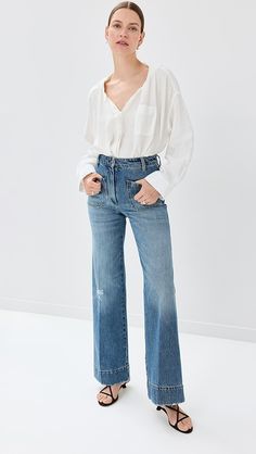 Victoria Beckham Alina Jeans | Shopbop Victoria Beckham Jeans, Victoria Beckham Outfits, Victoria Beckham, Stretch Denim, New Arrivals, Full Length, Top Brands, Luxury Fashion, Fabric