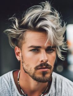 35 Bold Hair Color Ideas for Men Looking to Make a Statement Bold Hair Color Ideas, Hair Color Ideas For Men, Bleached Hair Men, Stylish Hair Colors, Male Aesthetic, Rocker Hair, Angular Face, White Hair Color, Mens Hair Colour