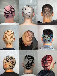 Dyed Hair Designs, Shaved Head Dye, Hair Graffiti, Ftm Haircut, Bleached Hair Men, Hair Dye Videos, Alt Hair, Cool Hair Designs