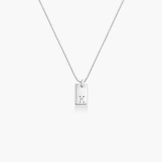 Willow Tag Initial Necklace - Sterling Silver | Oak & Luna Initial Jewelry Silver, Initial Necklace For Boyfriend, Boyfriend Initials, Silver Letter Necklace, Safety Policy, Silver Initial Necklace, Silver Name Necklace, Initial Necklace Silver, Dainty Initial Necklace