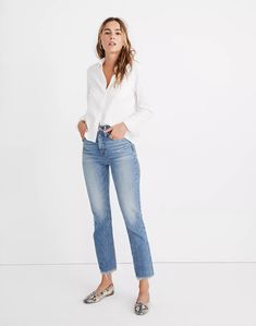 Women's Perfect Vintage Jean in Ainsworth Wash | Madewell Petite Jeans, 가을 패션, Vintage Jeans, Outfits Casuales, Look Cool, High Jeans, Jean Outfits, Look Fashion, White Shirt