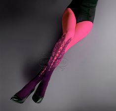 All tights are hand made to order and are ready to ship within 6 business days after payment is received. Shipping itself usually takes 7-20 business days. If you're in a hurry, please purchase a shipping upgrade upon checkout. We are extremely proud to introduce our new collection! Absolutely stunning Lace Up Print tights printed on magenta. One size. Fits from XS up to L From about 150cm to about 167cm height Full length. Closed toe. Thickness: 50 DEN Soft and comfortable microfiber tights/pan