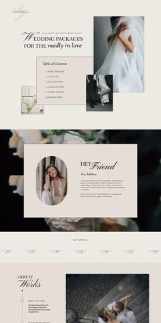 the website is designed to look like it has been made into an elegant wedding dress