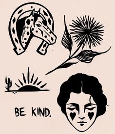 three black and white images with the words be kind