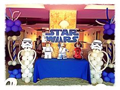 star wars party decorations and balloon arch