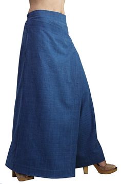 image 2 Solid Color Baggy Long Skirt, Full Length Solid Color Cotton Skirt, Full-length Solid Cotton Skirt, Full Length Solid Cotton Skirt, Indigo Fitted Wide Leg Pants, Fitted Indigo Wide Leg Pants, Indigo Fitted Wide Leg Bottoms, Indigo Wide Leg Fitted Bottoms, Indigo Full Length Bottoms For Summer