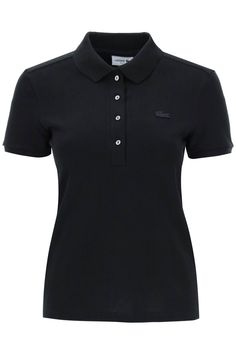 Lacoste cotton piquet polo shirt with collar, front fastening with buttons, regular fit and iconic tone-on-tone patch applied on the chest. The model is 177 cm tall and wears size FR 36. Size Info FR Color Detail Black Made In Tunisia Material 94% CO 6% EA Season One fall Season Two winter Product clothing Brand Lacoste Size And Fit Sporty Polo Shirt With Ribbed Collar For Work, Oversized Jersey Dress, Lacoste Store, Lacoste Clothing, Japan Jeans, René Lacoste, Polo Lacoste, Shirt With Collar, Lacoste Polo Shirts