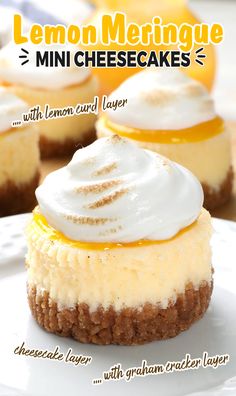 lemon meringue mini cheesecakes with lemon curd layer