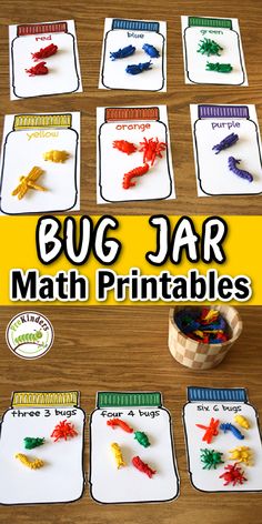 bug jar math printables for kids to practice counting and matching numbers with their own hands