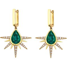 Ruchi New York - Olympia Earrings Emerald Birthstone, Colombian Emeralds, Yellow Gold Setting, Fine Jewelry Collection, Emerald Diamond, Olympia, Star Shape, Types Of Metal, Diamond Jewelry