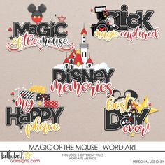 the disney mouse word art is shown