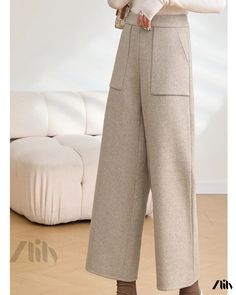 Zlily - Woolen Double-Sided Wide-Legged Trousers - Casual Wool Pants Trousers Casual, Pant Length, Waist Circumference, Wool Pants, Dressmaking, Double Sided, Siding, Trousers, Wool