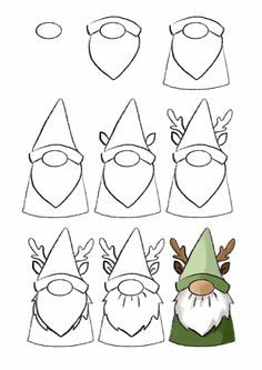 how to draw an elf's head with different facial expressions and shapes for kids