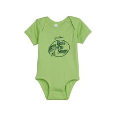 Start baby off right with the Bass Pro Shops Original Logo Short-Sleeve Bodysuit for Babies. This cool addition to the Bass Pro baby clothes collection displays the iconic leaping-bass logo front and center, along with all-over camo. Lapped shoulders provide easy on/off, and a snap crotch placket allows quick changes. Ribbed collar and trim keep this bodysuit snug, and the soft 60% cotton/40% polyester fabric feels cozy and holds up through playtime, naps, or overnight. Machine wash. Imported. Bass Logo, Collection Displays, Short Sleeve Bodysuit, Baby & Toddler Clothing, Displaying Collections, Clothes Collection, Kids Tops, Good Brands, On Off