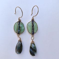 New Gold Plated Labradorite, Faceted Lapis And Green Stone Earrings Beautiful Craftsmanship, Made In Washington State Approximately 2-3/4" Long Never Worn Green Stone Earrings, Family Jewels, Labradorite Earrings, Art Deco Era, Labradorite Stone, Gift Jewelry, Earrings Color, Green Stone, Washington State